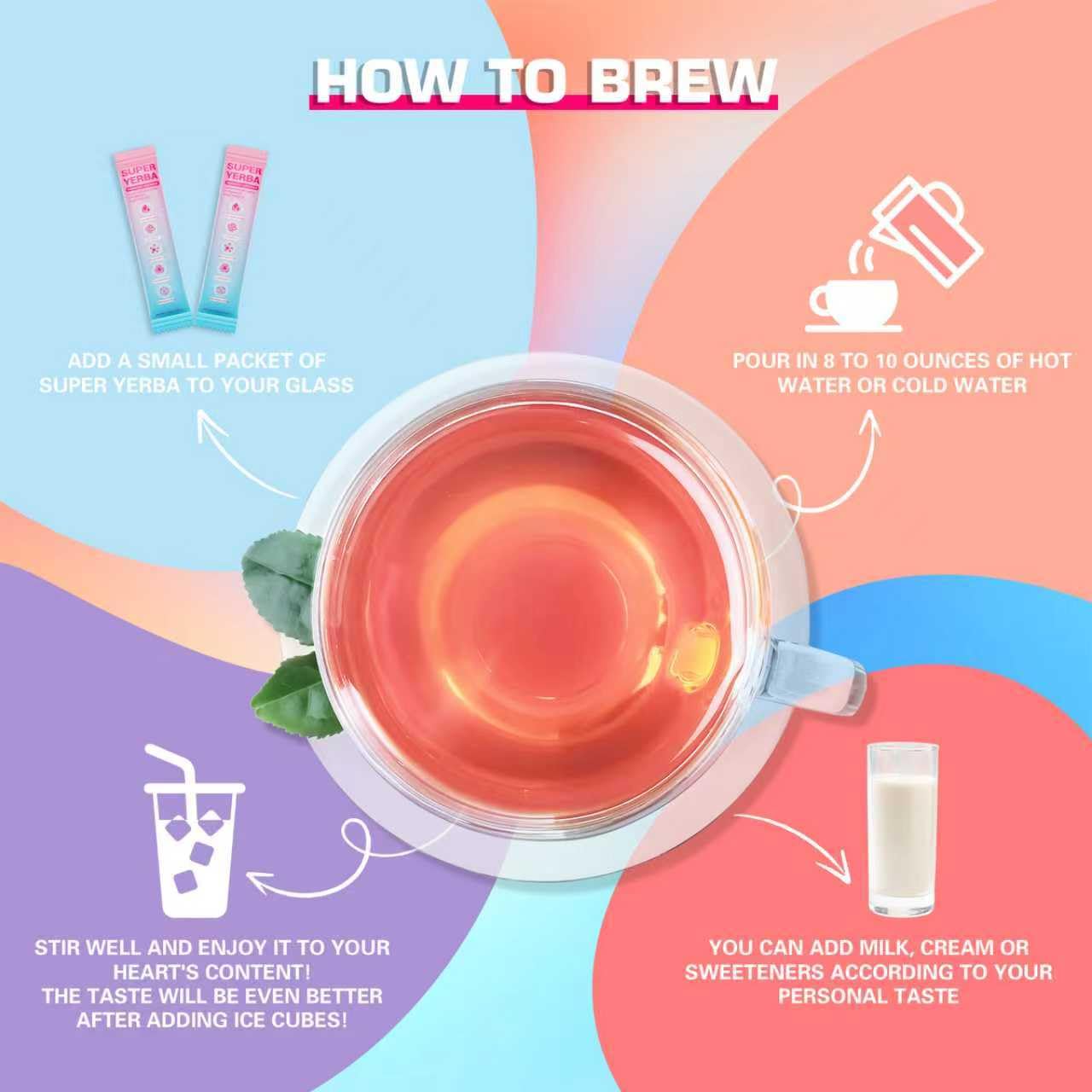 Super Yerba Mate Instant Tea Powder with Prebiotics & Probiotics - Raspberry Lemonade Flavor for Gut Health & Digestion, Natural Energy & Focus Boost, Antioxidant Rich Superfood, 30 Servings