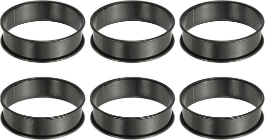 HARFINGTON 6pcs Crumpet Rings 3.15" Nonstick Round Cake Ring Stainless Steel Double Rolled English Pastry Rings for Kitchen Baking Crumpet Dessert, Black