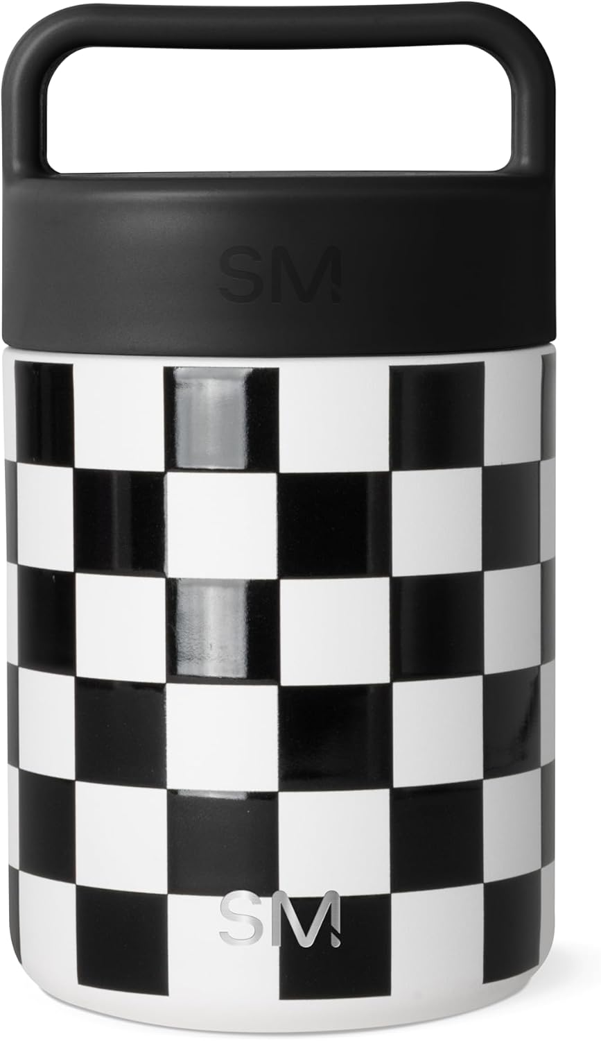 Simple Modern Food Jar for Hot Food | Stainless Steel Vacuum Insulated Leak Proof Lunch Storage for Smoothie Bowl, Soup, Oatmeal | Provision Collection | 12oz | Black and White Checkmate
