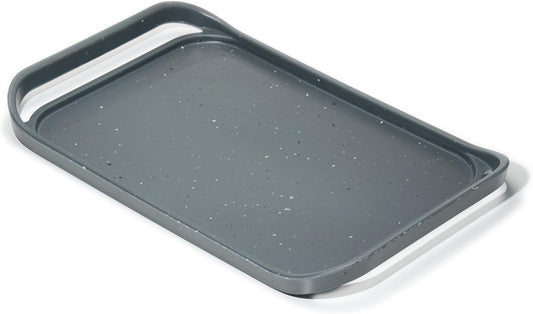 LINE+ARC Waterproof, Easy-to-Clean, 18"x12" Serving Tray Extra Large Handles (Slate) 100% Food-Grade Melamine for Breakfast, Dinner, Bed, Tea, Crafts, Decorative, TV, Couch, Outdoor, Patio