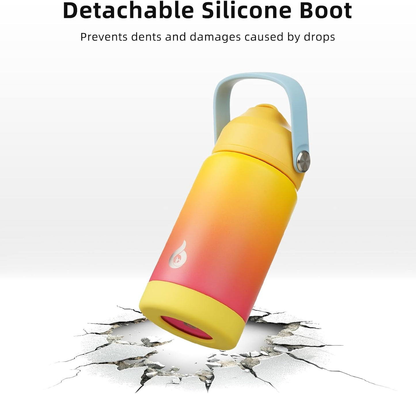 BJPKPK Insulated Water Bottle with Straw Lid, 12oz Thermos Water Bottles with Soft Nozzle, Flex Handle & Non-slip Boot, BPA Free Leak Proof Stainless Steel Metal Thermos, Tumblers, Cups,Rainbow