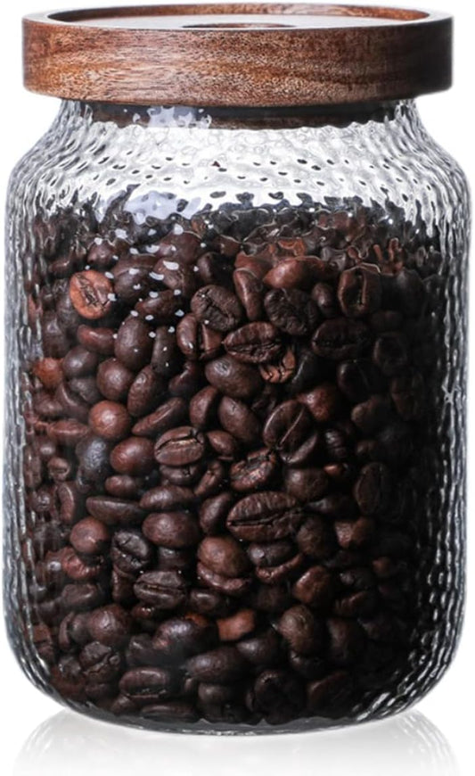 Glass Storage Jar, Food Storage Container with Airtight Bamboo Wooden Lid, Kitchen Canisters For Tea,Coffee Bean, Sugar, Candy, Cookie, Spice (1500ml, 51 Ounce)