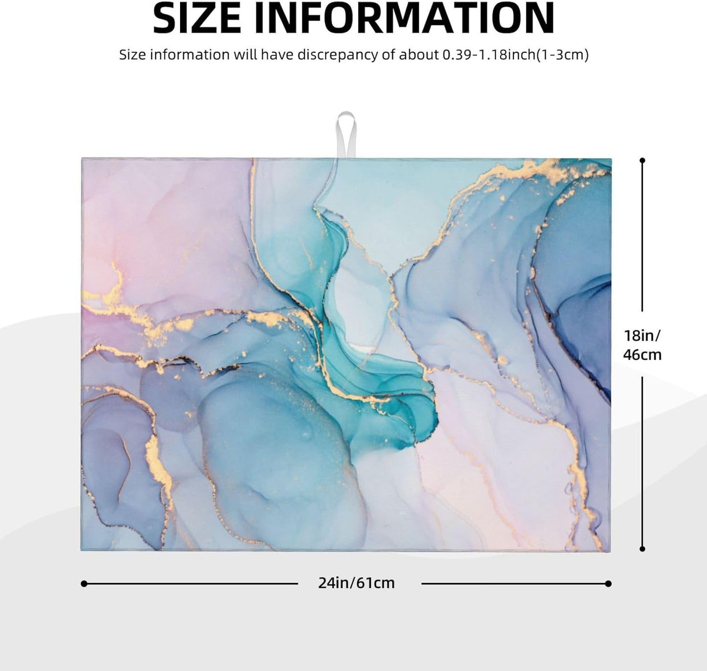 Large Dish Drying Mats For Kitchen Counter Microfiber Kitchen Drying Mat XL Draining Pad Absorbent Quick Drying Dish Mat 18x24 Inch - Marble Golden Swirls