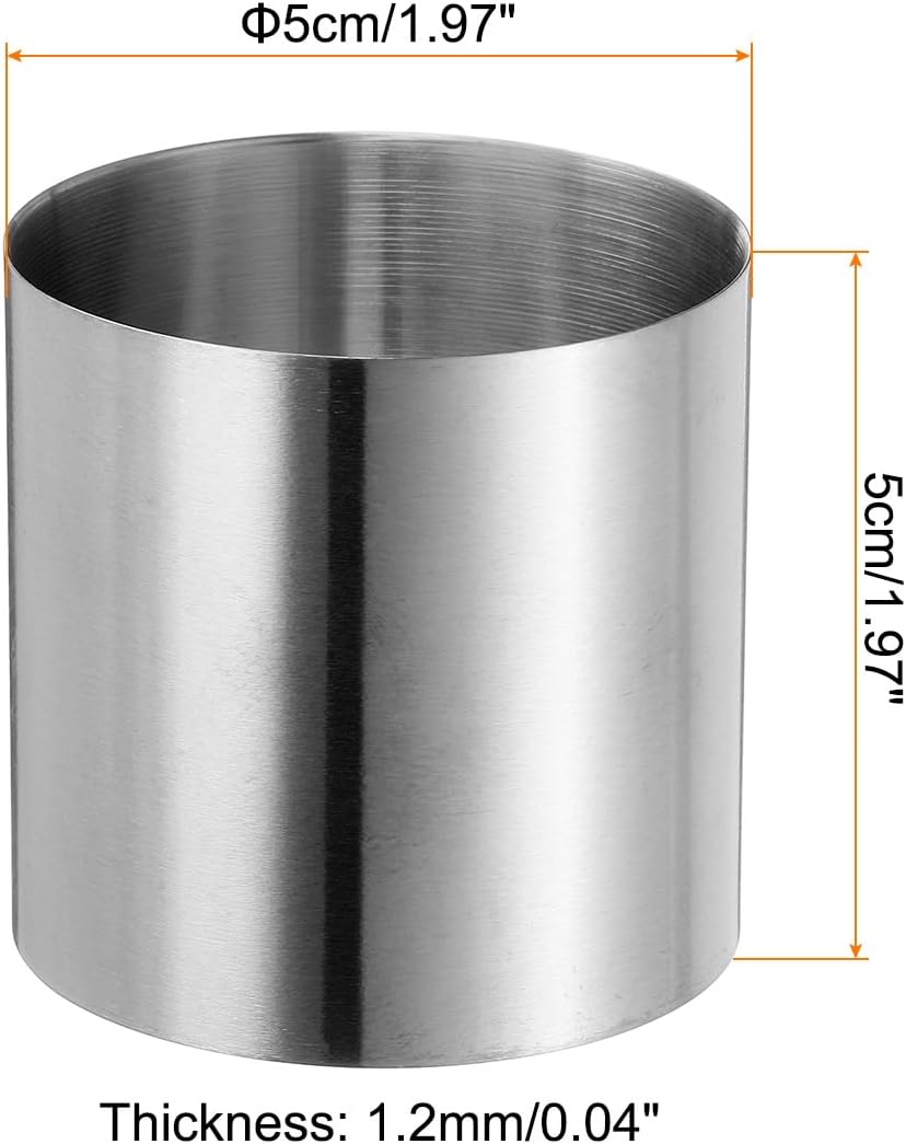 HARFINGTON Round Cake Ring 2 x 2 Inch Seamless Stainless Steel Pastry Mousse Dessert Ring Mirror Coating for Baking Cooking Making Tool