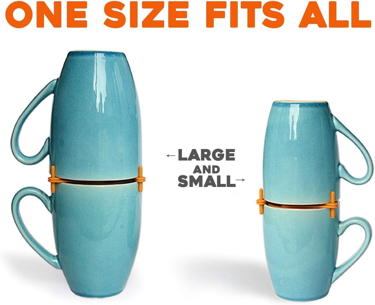 ELYPRO Mug Stacker 6-Pack – Coffee Mug Rack & Mug Organizer | Stackable Cup Holder for Coffee Bar & Kitchen, Under Cabinet Mug Holder – Space-Saving Mug Storage for Cabinets – Black