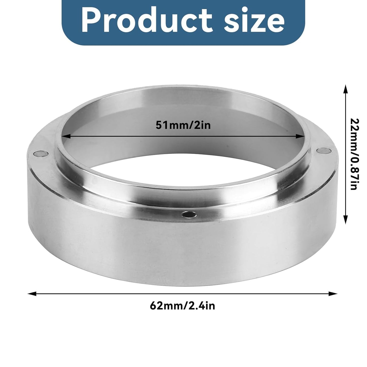 51mm Dosing Funnel, Zinc Alloy Coffee Dosing Funnel Ring,Magnetic Espresso for Coffee Machine,Silver