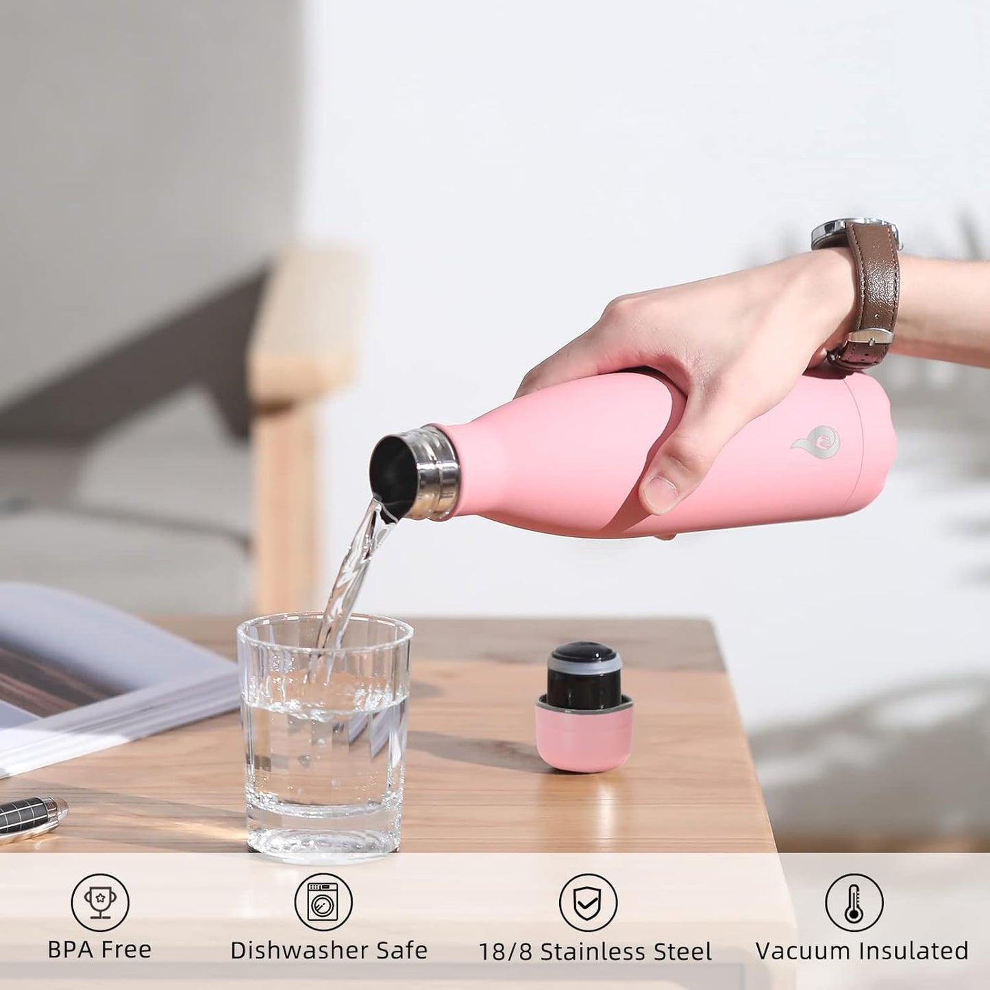 BJPKPK Stainless Steel Water Bottles 17oz Insulated Water Bottle for Travel,Green