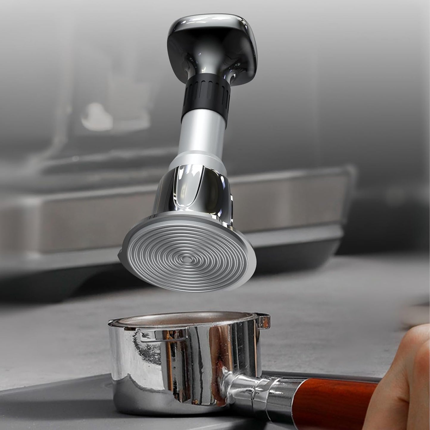 Espresso Tamper, 58mm Tamper 25lb-40lb with Stainless Steel Base, Coffee Tamper with with Sound Feedback, Provides Consistent Tampingwith Comfortable Grip