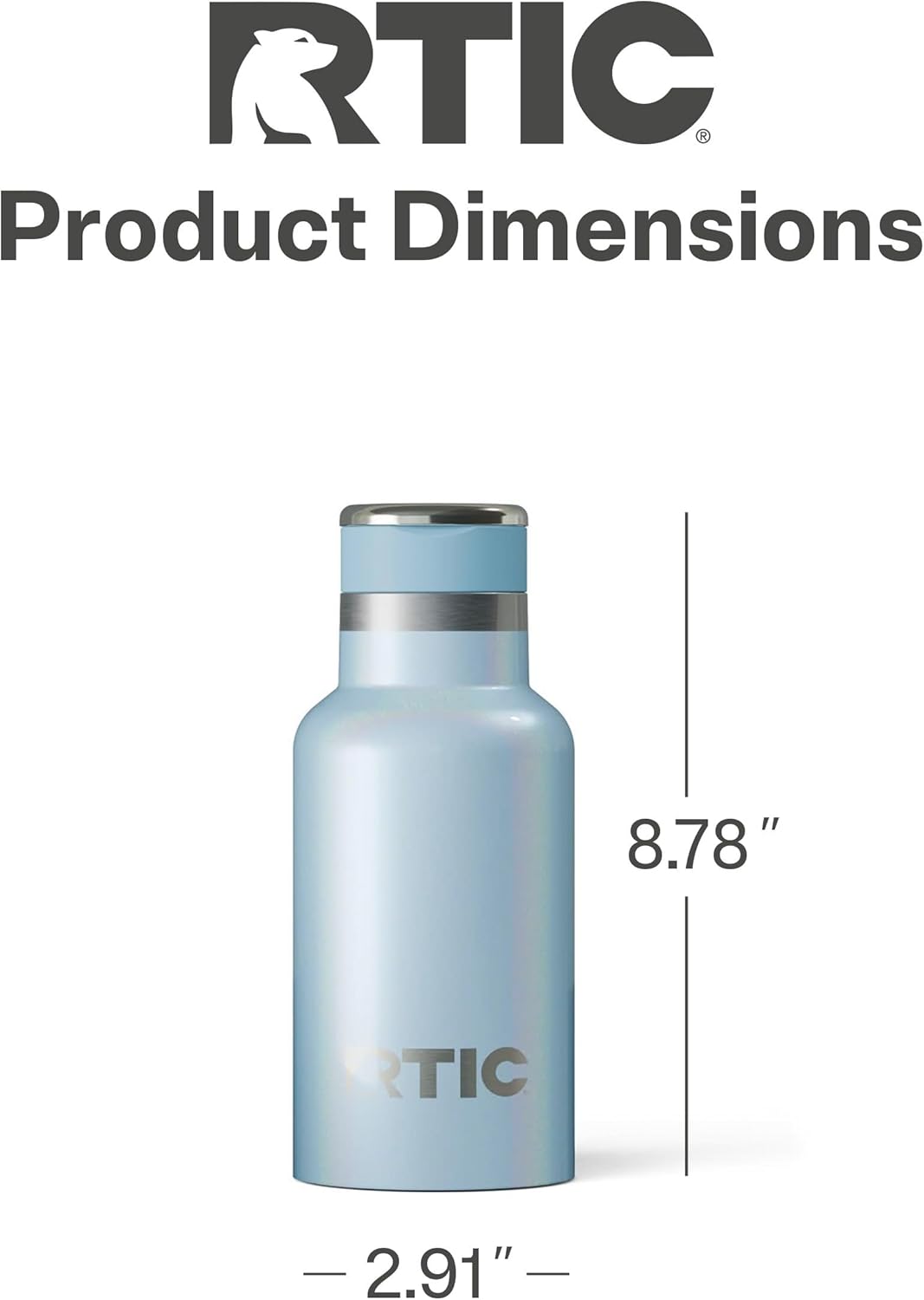 RTIC Little Journey Bottle with Straw, Insulated, Stainless Steel, Metal, Double Wall Vacuum-Insulation, Ceramic-Lined, Leak-Proof Lid, BPA-Free Water Flask for Sports, Travel, RTIC Ice Glitter