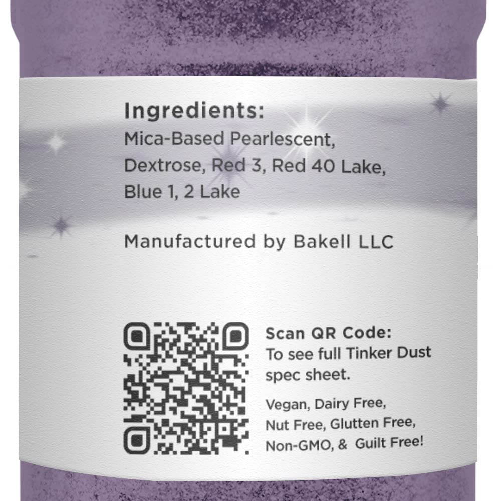 Deep Purple BAKELL Edible Glitter, 45 Grams | TINKER DUST Edible Glitter | KOSHER Certified | 100% Edible Glitter | Cakes, Cupcakes, Cake Pops, Drinks, Dessert Vegan Glitter & Dusts (45g Shaker, Deep Purple)