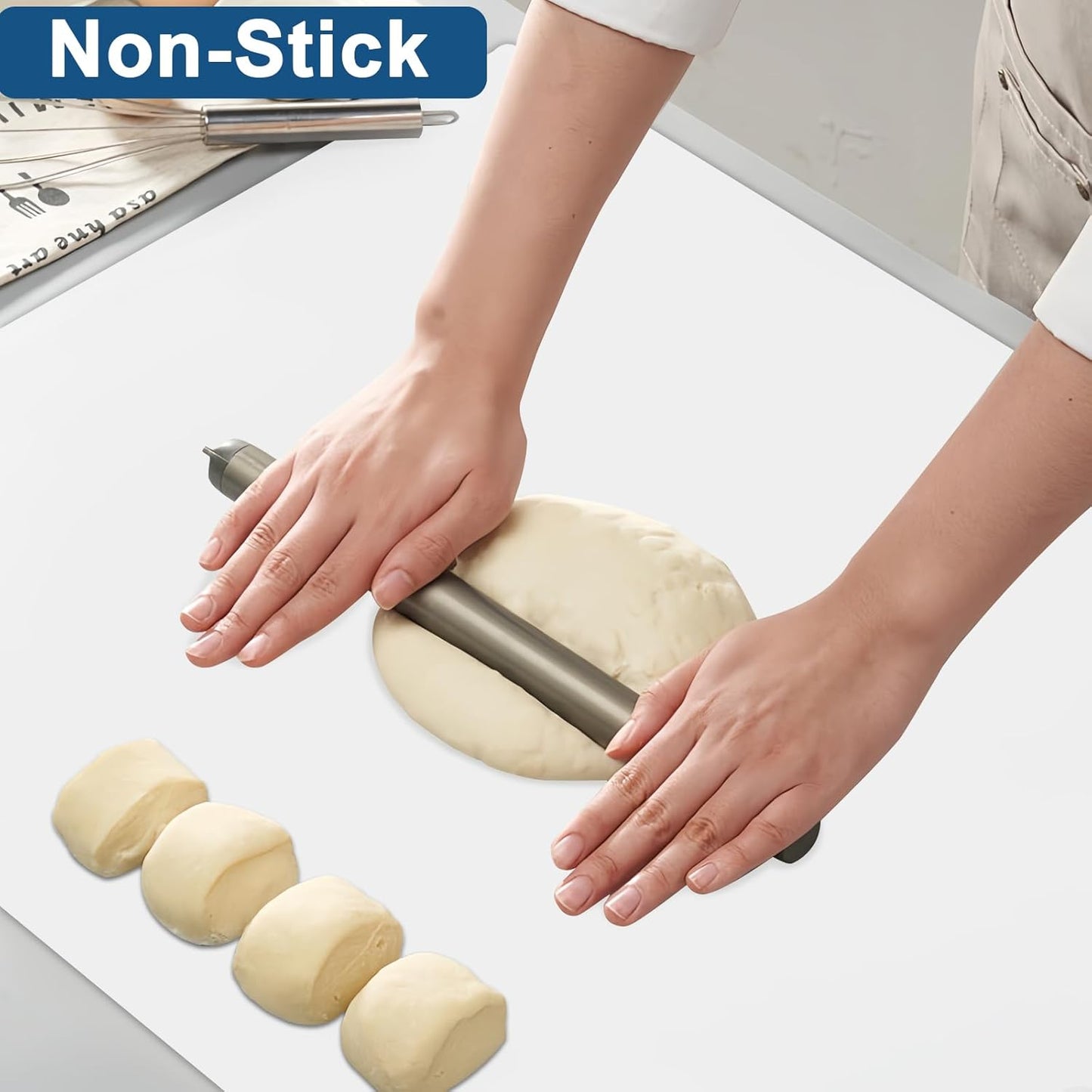 23.6"x15.7" Silicone Mats for Kitchen Counter, Non-Slip Heat Resistant Countertop Protector, Waterproof Silicone Craft Mat for Kitchen Island, Semitransparent