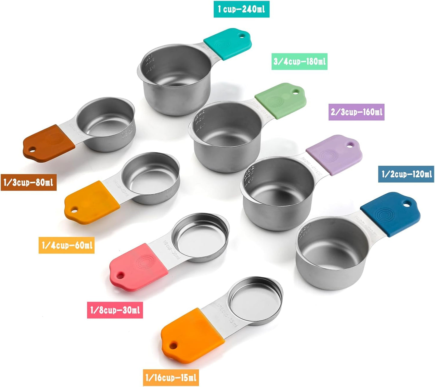 Magnetic Measuring Cups and Spoons Set of 17 Stainless Steel Measuring Cups & Double Sided Magnetic Measuring Spoons with 1 Leveler for Dry and Liquid Ingredients