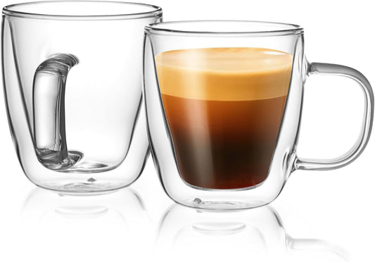 Sweese 5oz Double Wall Glass Espresso Cups Set of 2, Espresso Shot Cups Perfect for Cappuccino, Latte, Tea