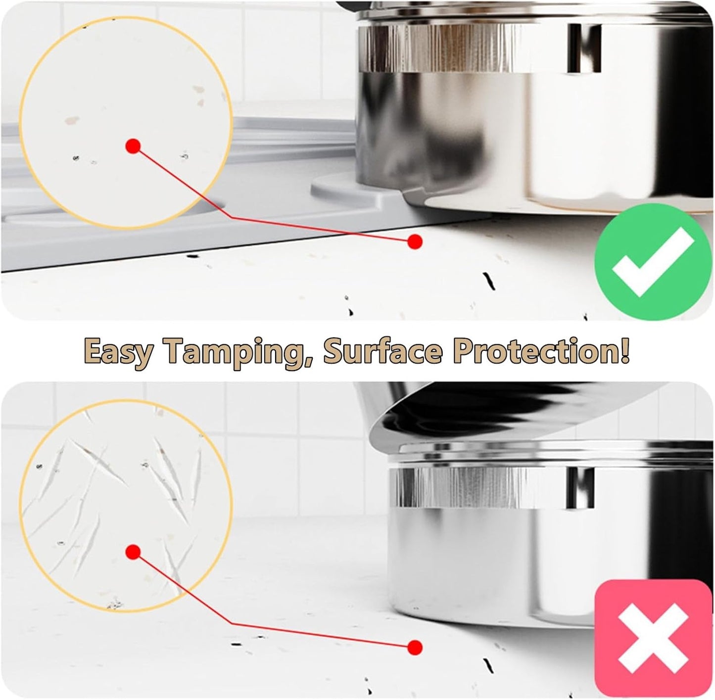 Espresso Tamping Mat, Coffee Tamper Mat, Espresso Mat for Counter, Silicone Tamper Mat, Food-grade, Non-Slip, Waterproof, Heat Resistant (Black, 25x20cm)