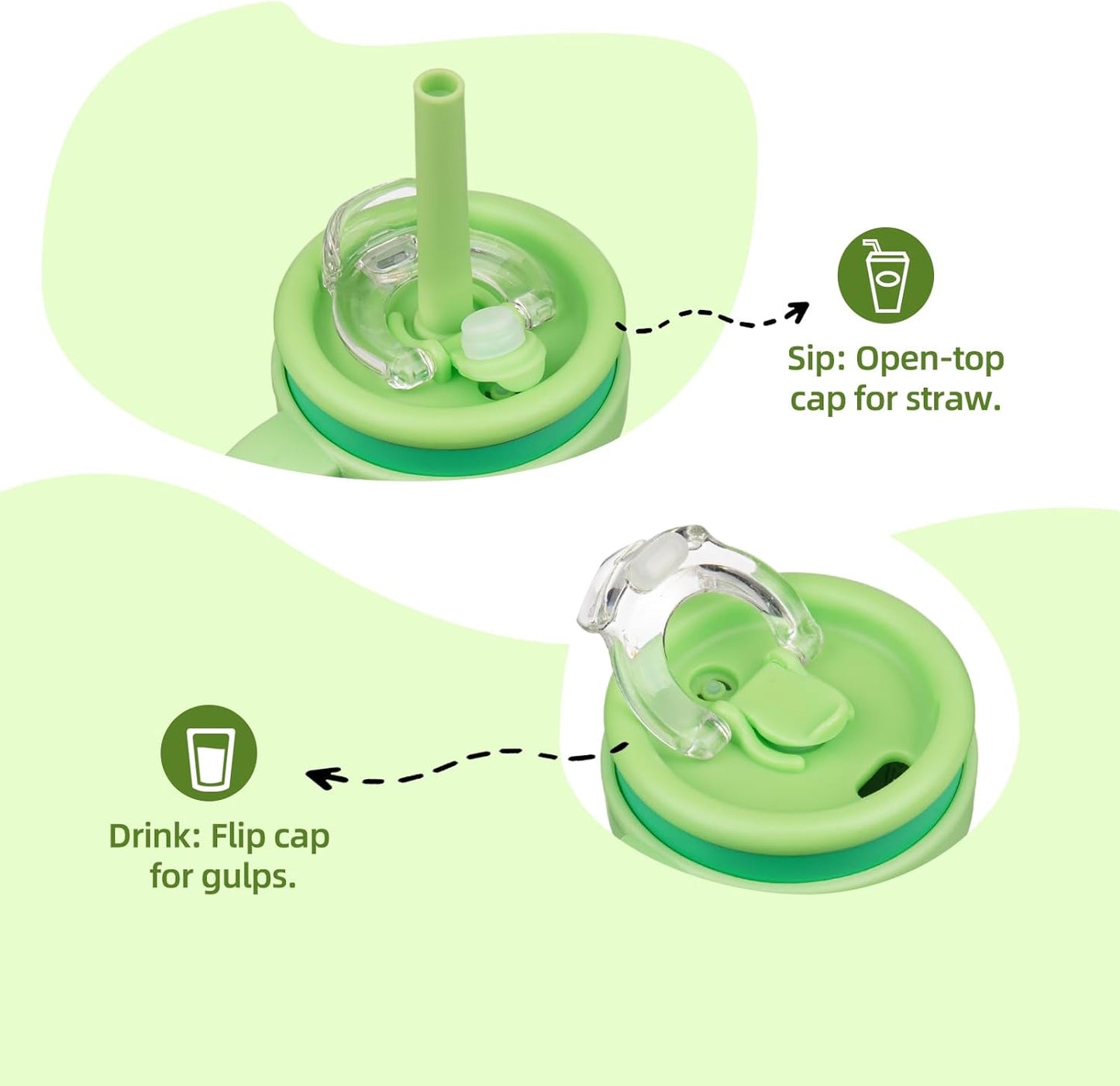 18 oz Tumbler with Side Handle, Insulated Water Bottle with Straw and 2 in 1 Lid, Stainless Steel Cup Travel Coffee Mug for Sports Office Gym,Olive Green