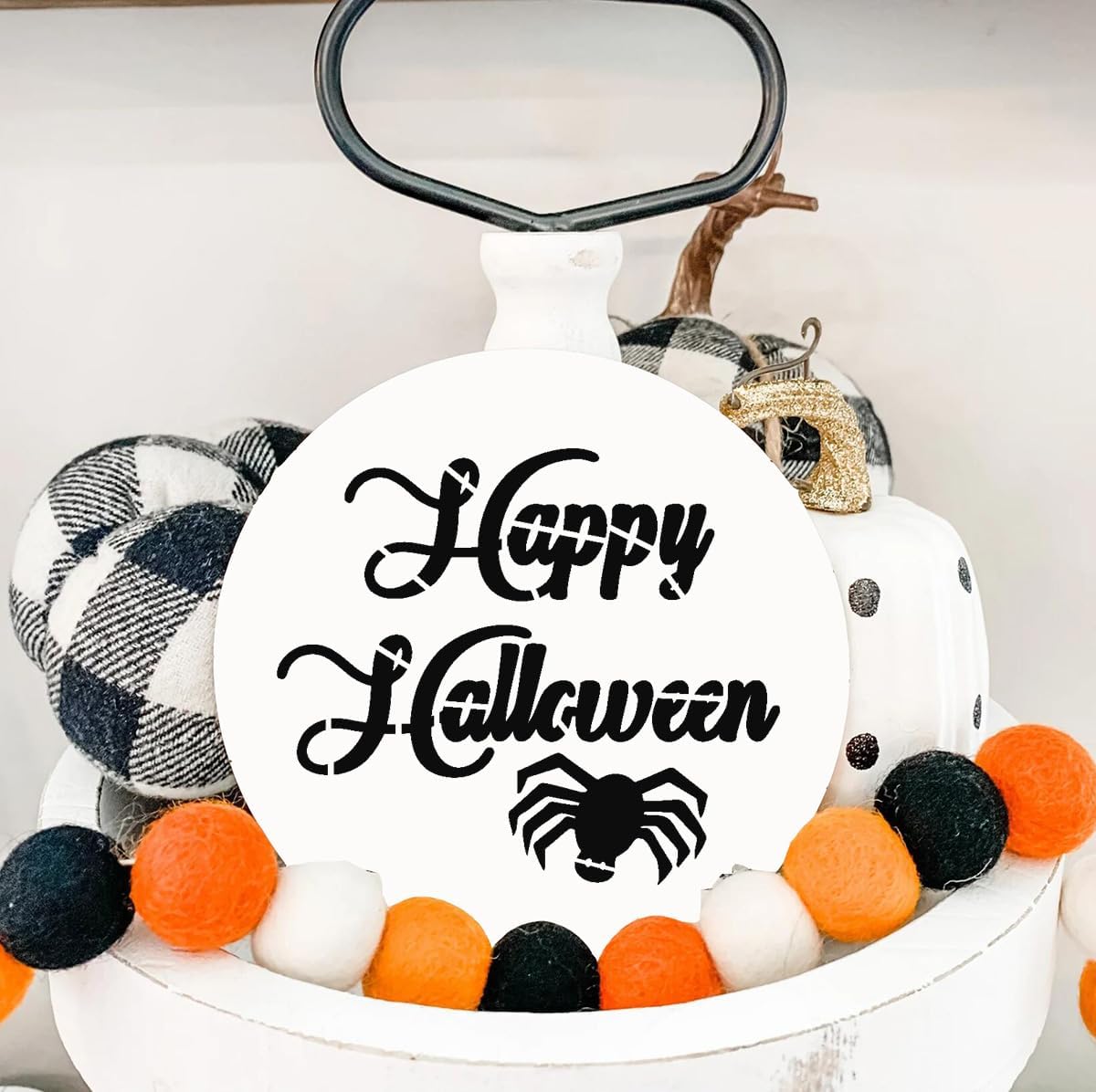 Halloween Stencils for Painting on Wood 3inch Reusable Pumpkin Ghost Face Stencils Boo Trick or Treat Draw Templates for Painting on Wood Slice Tier Tray Fabrics Window Decor