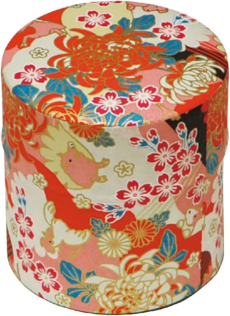 Japanese Pokkan Coffee Spice Tea Tin Canister Washi Paper Storage with Lid 7.05 oz Capacity (Eto, S)