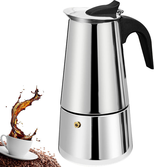 12 Cup Stovetop Espresso Maker Stainless Steel Moka Pot Stove Top Percolator Italian Coffee Makers Capable Mocha Greca Machine Cafe Classic Induction Cookers for Home and Camping 600ml 20oz