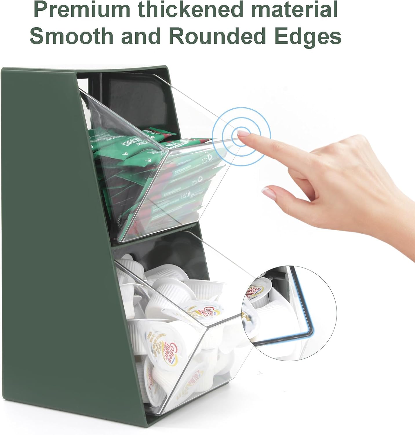 2 Pack Coffee Pod Holder K Cup Storage Coffee Bar Organizer for Home and Office Countertop Organiser Storage Bins for Coffee Station Counter Container for Tea bag Sugar Creamer Filter Green