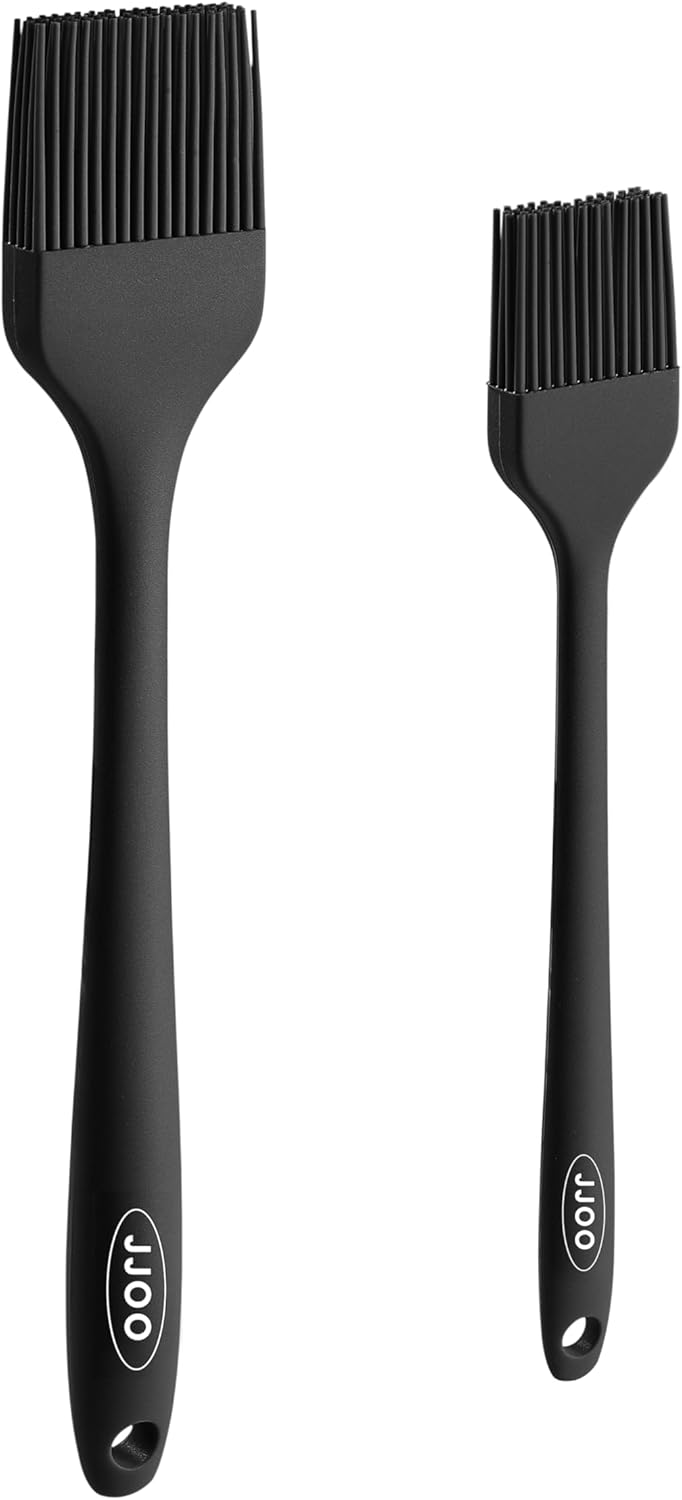2PCS Silicone Basting Pastry Brush, JJOO Heat Resistant Food Cooking Brush for Oil, Sauce, Baking, BBQ and Grill, BPA Free, Dishwasher Safe (2Pack, Black)