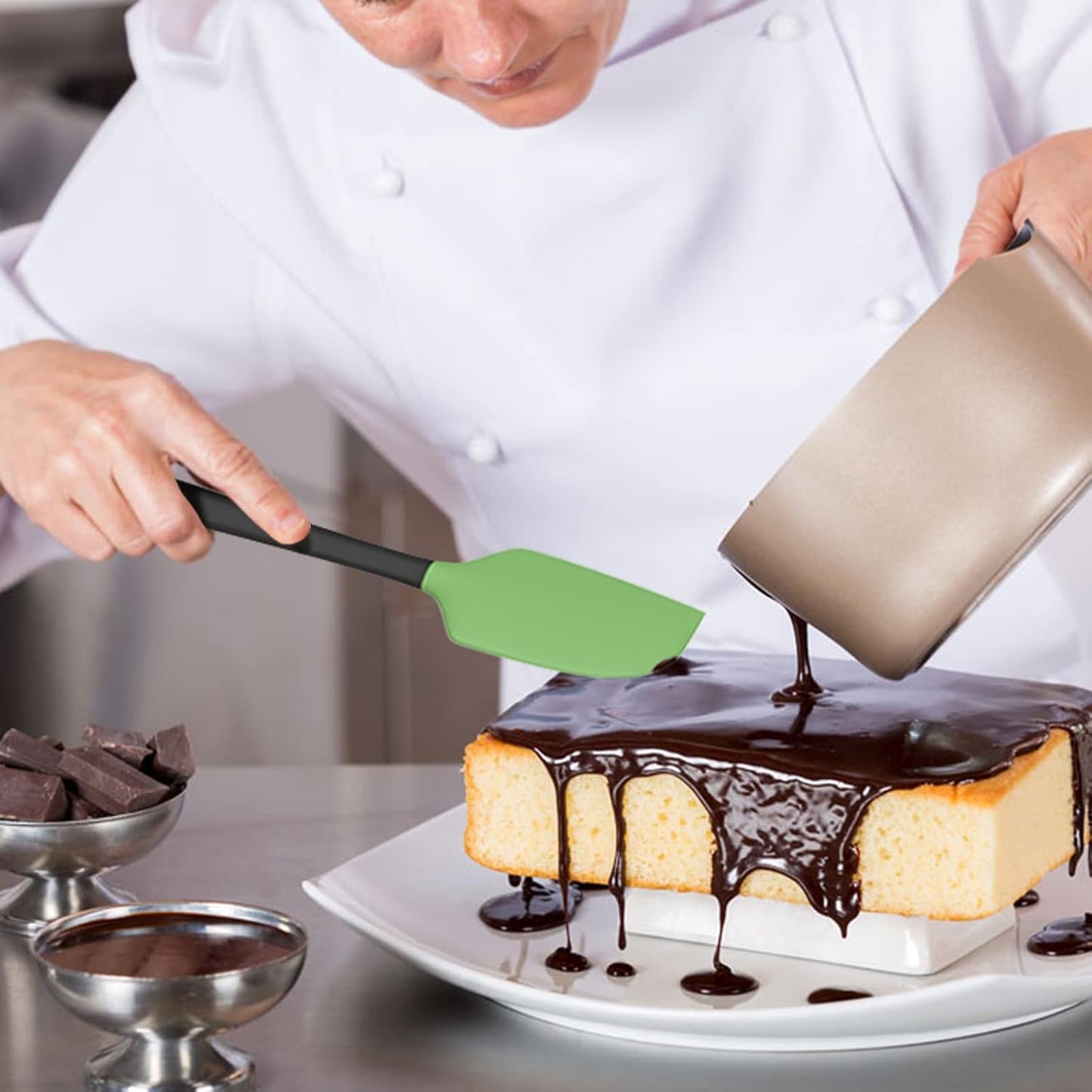 Coukre Silicone Spatula Set of 5,High Temperature Resistant, Food Grade Silicone, Dishwasher Safe, for Baking, Cooking (5, Grass Green)