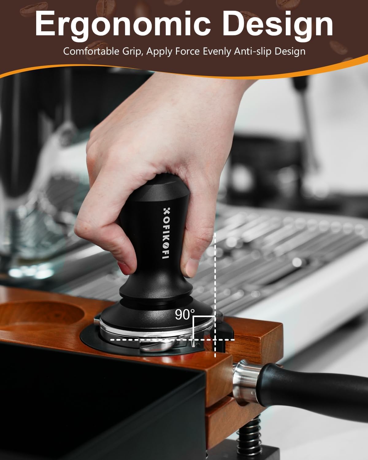 58mm Espresso Tamper, Coffee Tamper with 30lbs Spring Loaded, Espresso Coffee Tamper with Stainless Steel Ripple Base and Aluminum Handle Fits for E61,Breville and All 58mm Espresso Machines