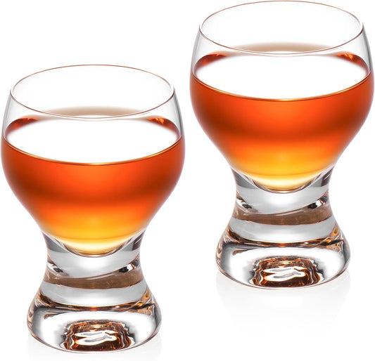 KAMMAK Shot Glasses Set of 2, 60ml/2oz Clear Espresso Shot Glass with Heavy Base for Bar Restaurants Home, Small Whiskey Shot Glass for Vodka, Whiskey, Tequila