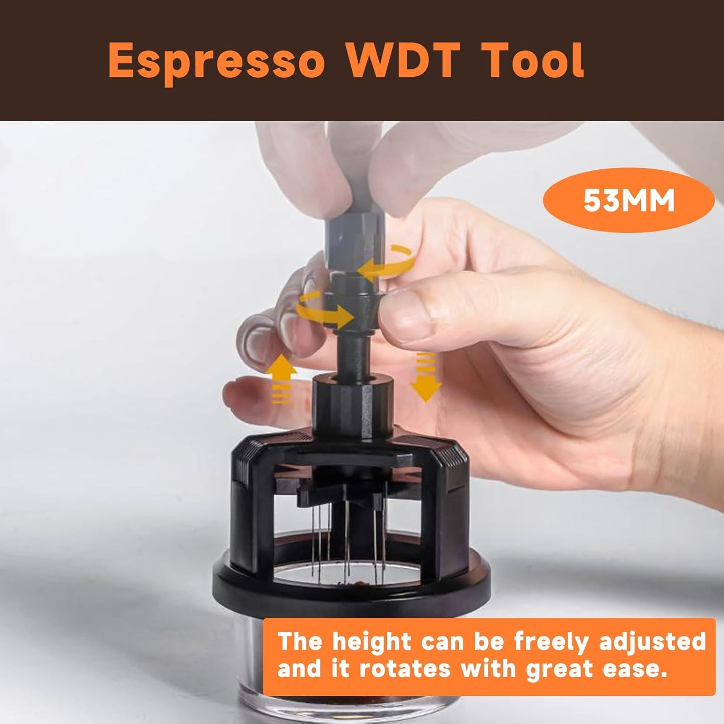 54mm WDT Tool ，Espresso Stirrer Distribution Tool,Compatible with Breville Portafilter 54mm,Adjustable Height,with Magnetic Suction