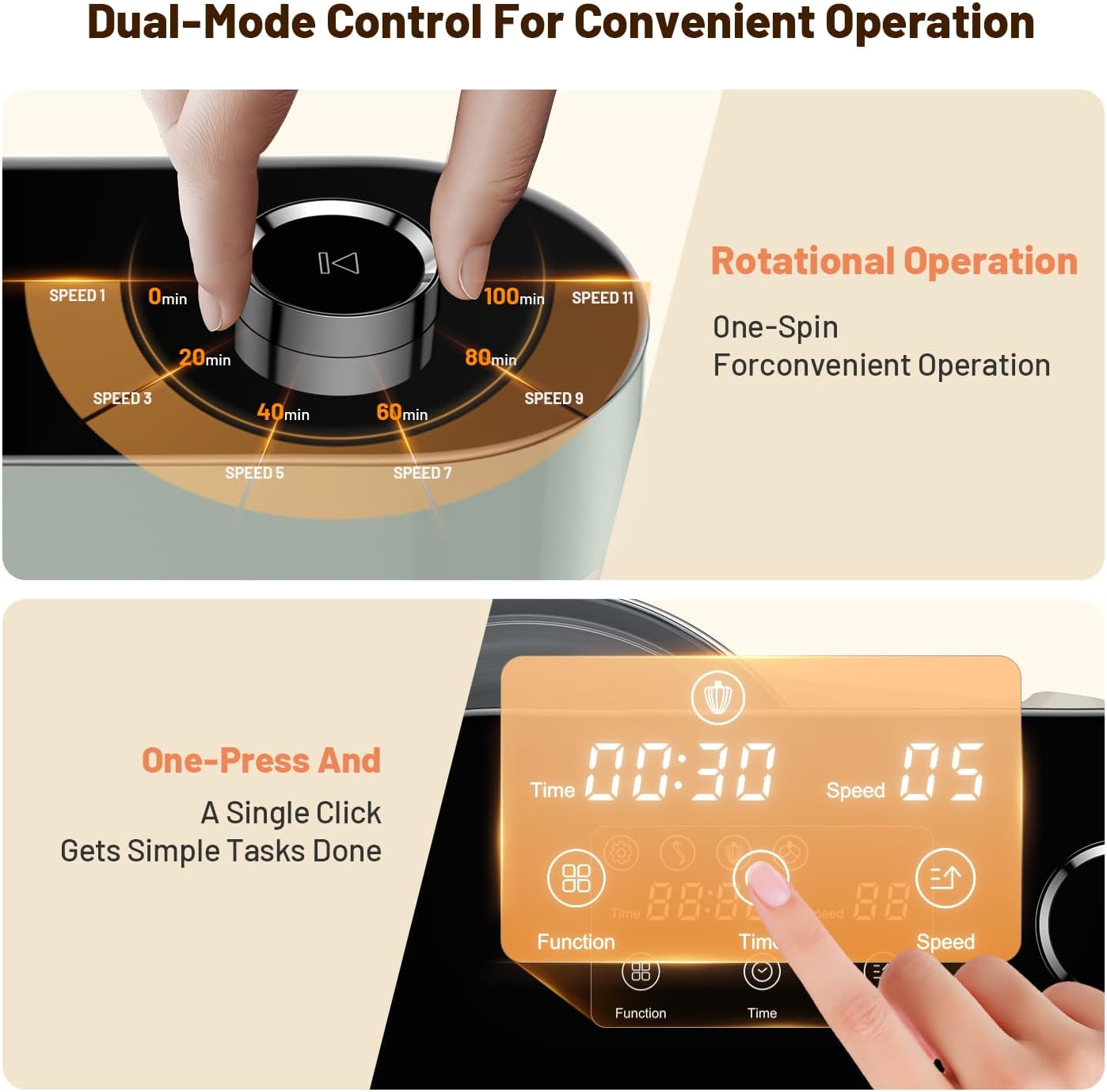 Stand Mixer 6QT Kitchen Mixer with LED Touchscreen, 11-Speed Tilt-Head Mixer with Timer, 4 Preset Menus, Stainless Steel Bowl, Dough Hook, Whisk, Beater