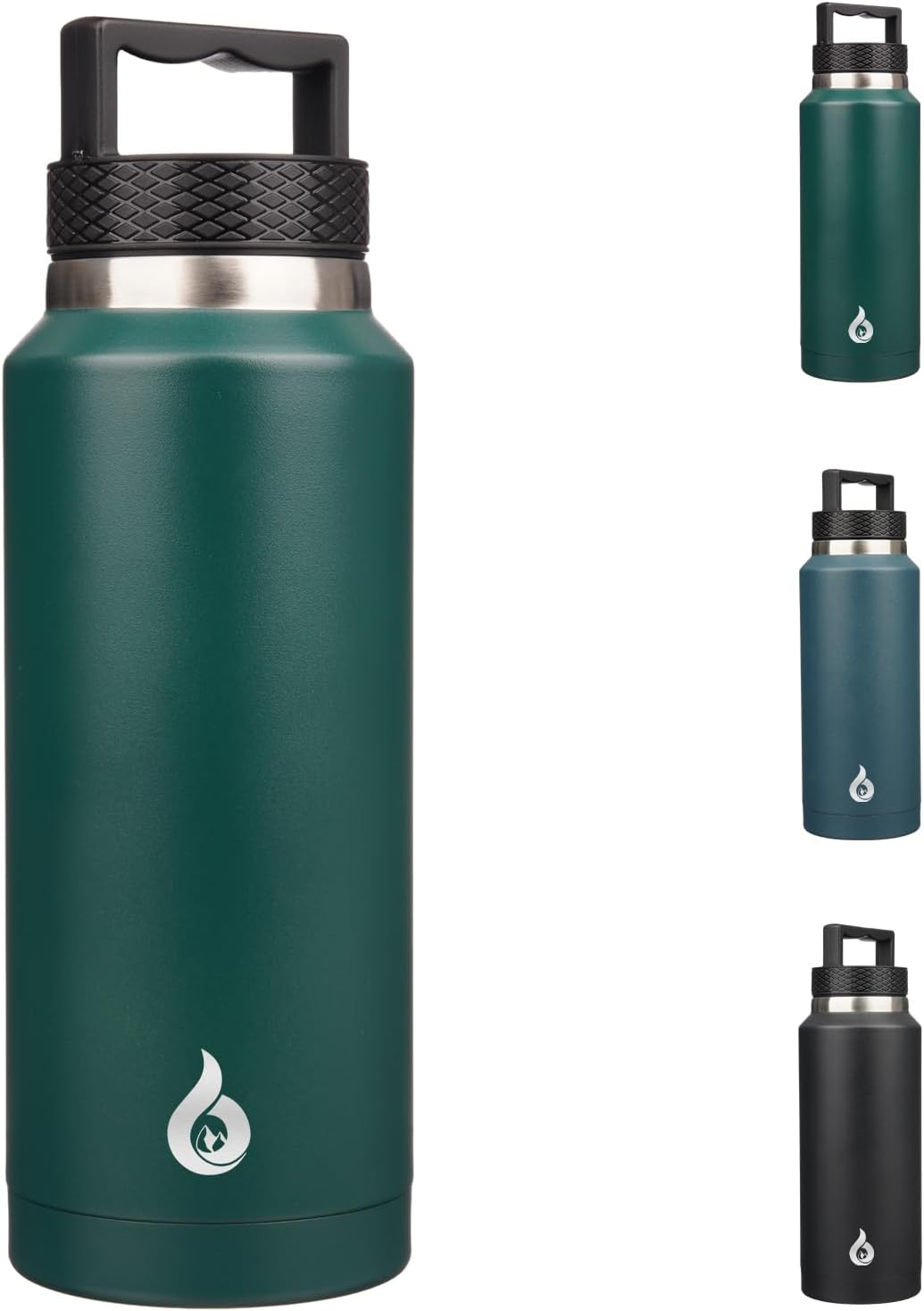 BJPKPK Insulated Water Bottles, Dishwasher Safe 36 oz Water Bottle with Handle, Leakproof BPA Free Water Jug, Stainless Steel Thermos for Sports, Army Green
