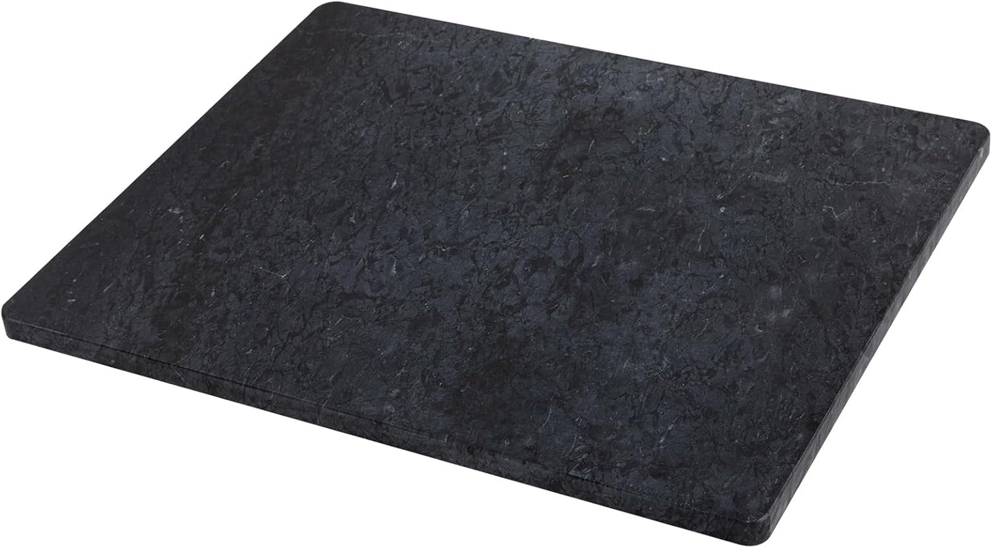 Black Marble Cutting Board For Kitchen, Large Marble Slab Pastry Board With Non-Slip Feet For Baking, Cheese, Charcuterie, Chocolate, 16x20 Inch, Pack Of 1 Piece