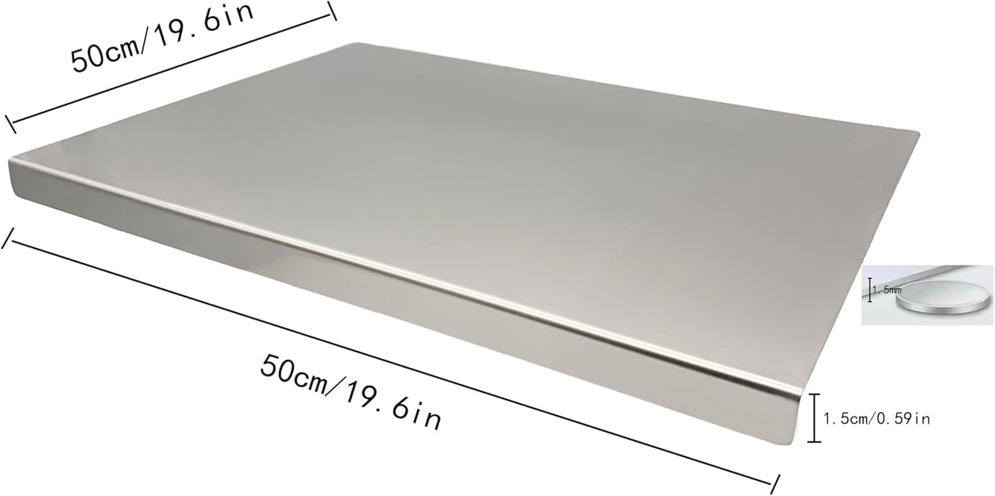 Stainless Steel Cutting Boards for Kitchen,Baking Board,Pastry Board,kneading Panel - Suitable for Cutting Vegetables, Fruits, Meat,bread - Easy To Clean and Store (50x50cm/19.6x19.6in)
