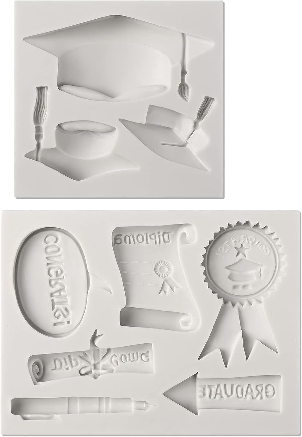Sakolla Graduation Fondant Molds Silicone Doctoral Cap Diploma Chocolate Candy Molds Congrats Grad Congratulations Mould Cake Toppers Party Decorations for 2025 Graduation Celebration