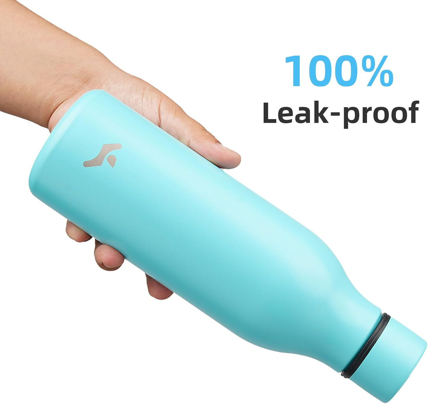 Insulated Water Bottle with Strap,18 oz Double Wall Stainless Steel Vacuum Bottles Metal Water Flask,Turquoise