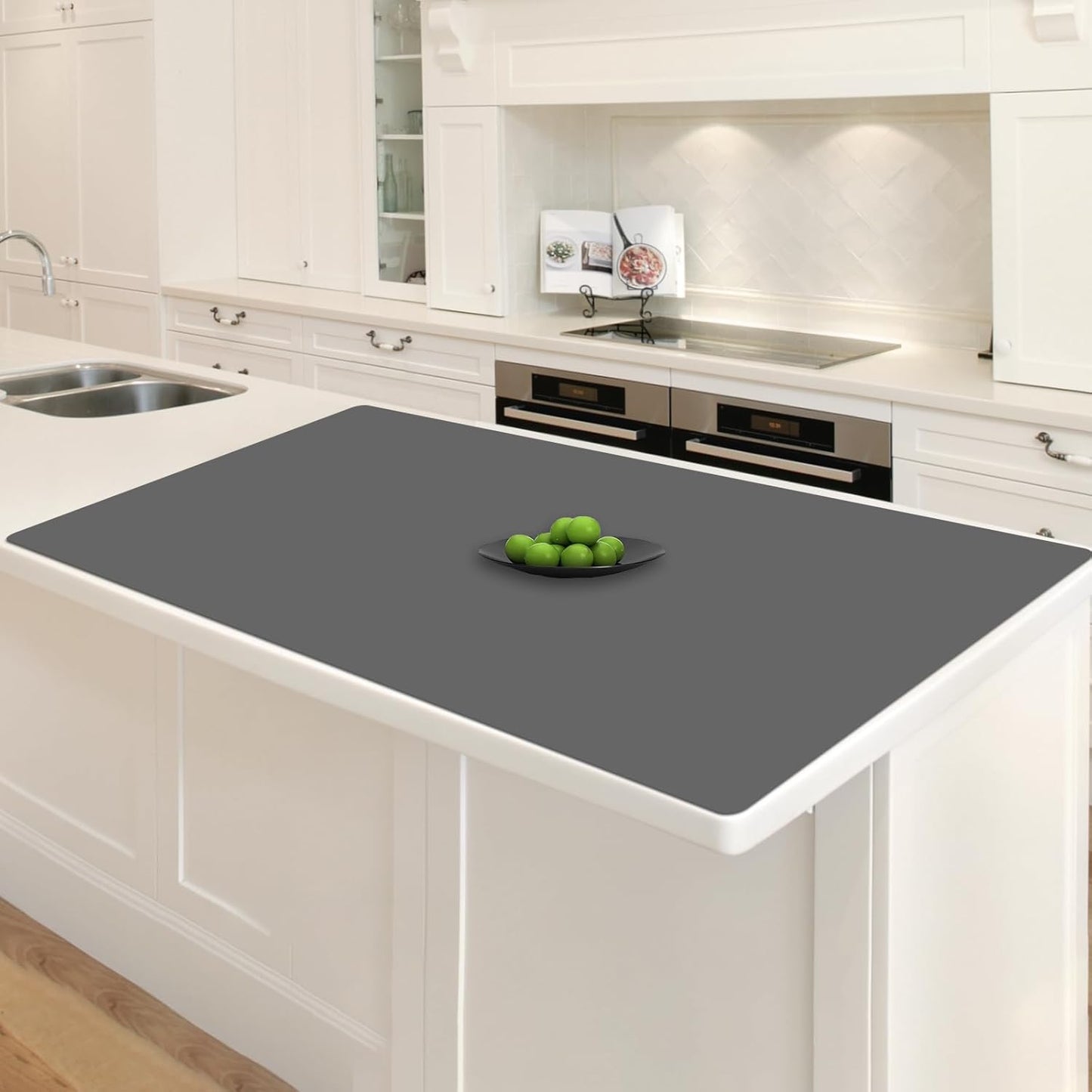 35.4"x23.6" Large Silicone Mat for Kitchen Counter, Heat Resistant Non-Slip Countertop Protector, Waterproof Silicone Craft Mat for Kitchen Island, Dark Gray