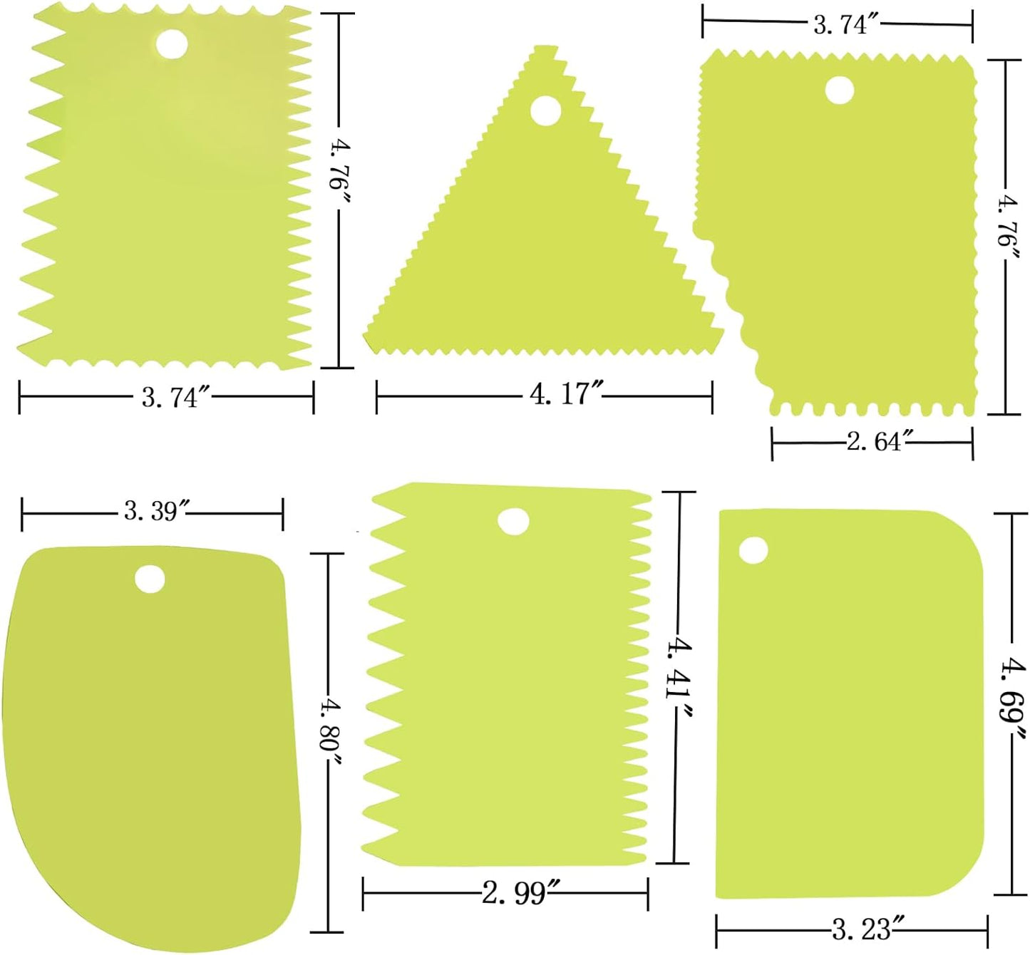 6pcs Cake Scraper Decorating Comb and Icing Smoother Reusable Bread Cream Pizza Cutter-Green