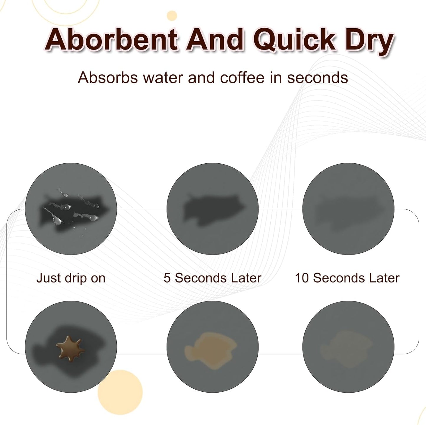 Dish Drying Mat for Kitchen, 15.7’’ X 17.7’’ Coffee Bar Mats for Countertop Fit Under Coffee Maker, Hide Stain Rubber Backed Espresso Machine Absorbent Drying Pad, Gray