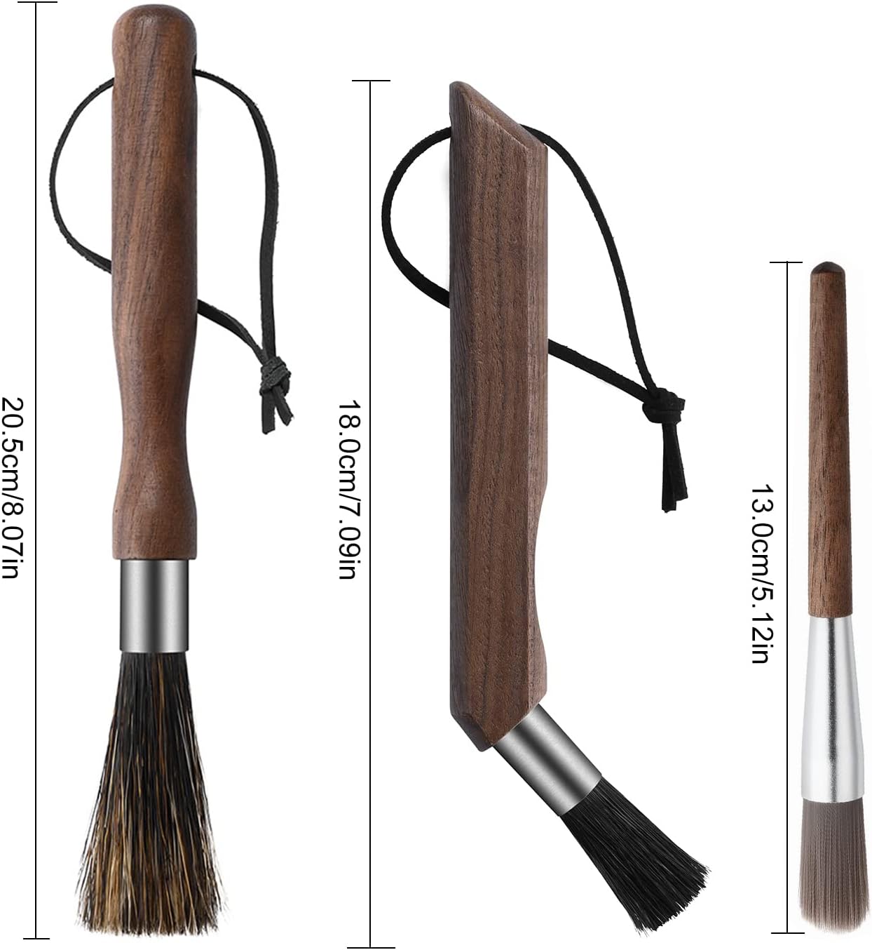 3pcs Coffee Grinder Cleaning Brush Espresso Machine Cleaning Tool Walnut Wood Handle Natural Bristles Coffee Machine Clean Tool