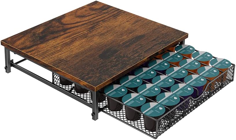 Coffee Pod Drawer Holder for K Pod Coffee Pods Holder for Counter 36 Capacity Pods Storage Organizer for Coffee Capsule Storage with Sliding Baskets for Coffee Station Black