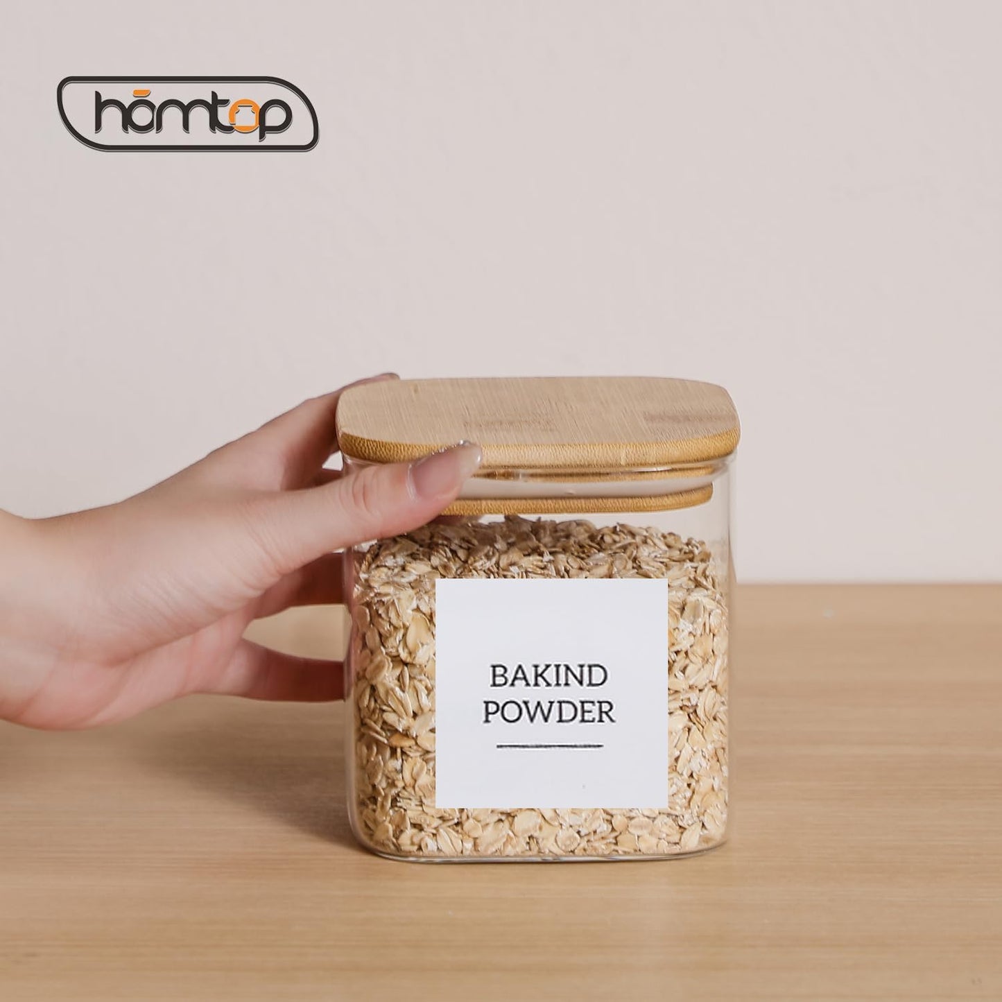 Glass Food Storage Containers with Lids, 25 Oz High Borosilicate Glass Jars for Coffee Bean, Candy, Cookie, Flour, Square