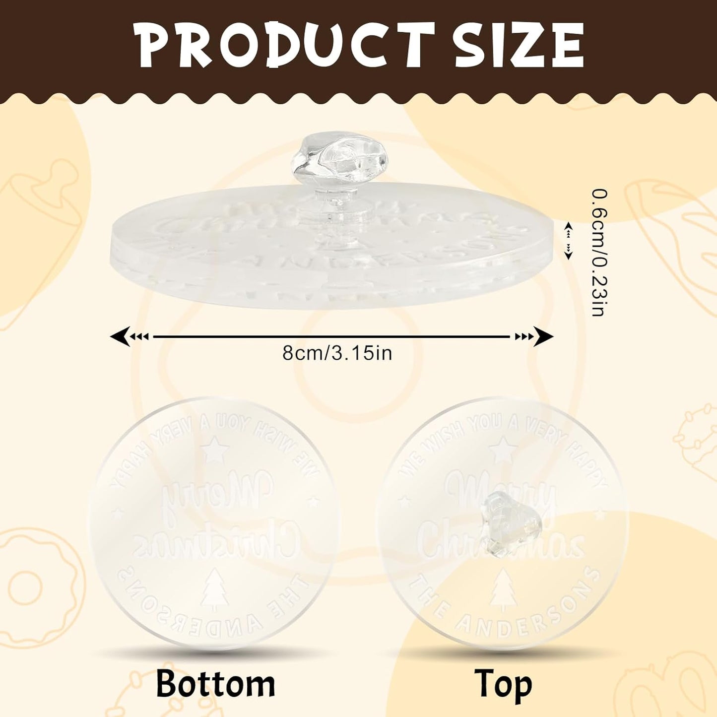 Personalized Christmas Cookie Stamp Custom Acrylic Cookie Embossing Mold with Handle for Baking Decoration