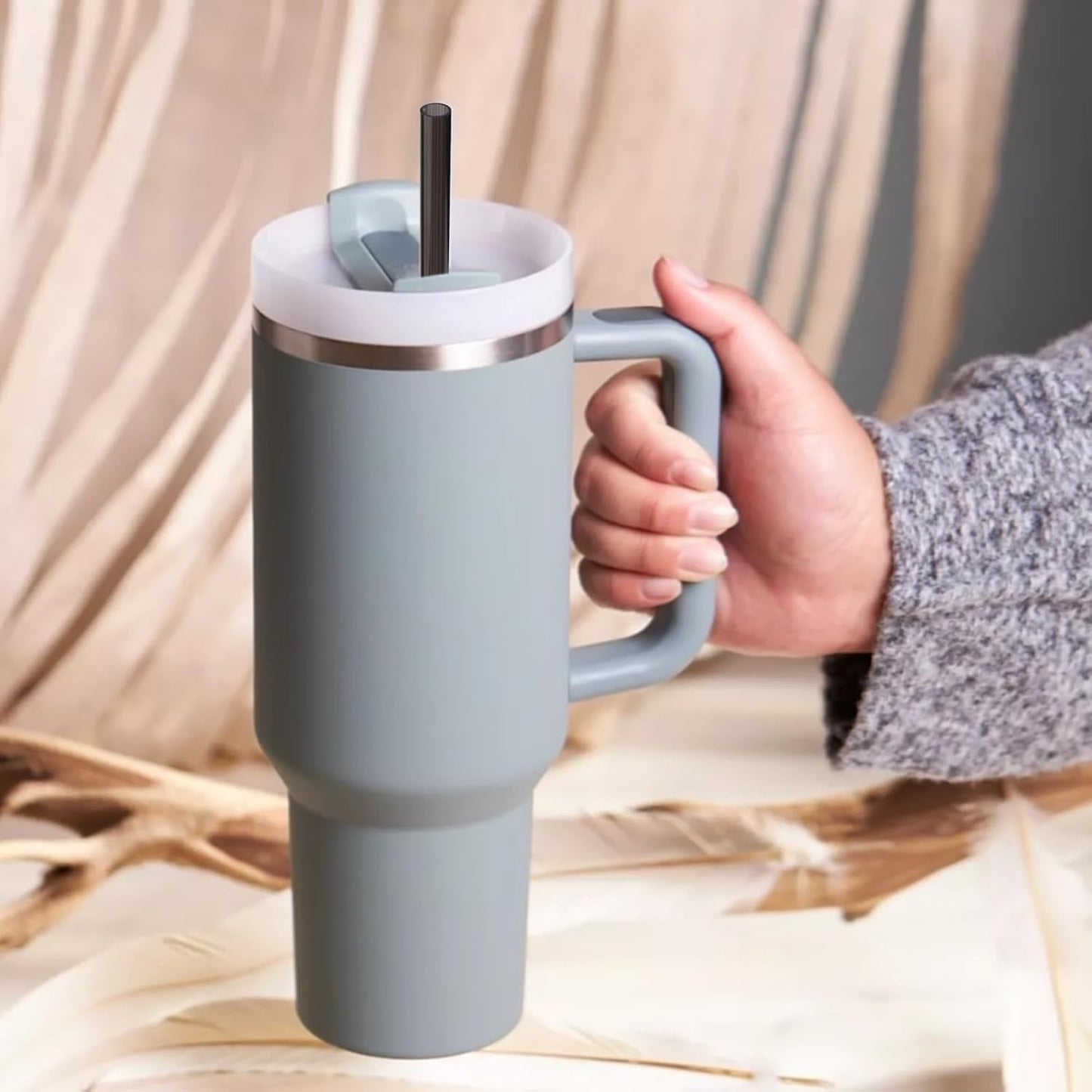 AIERSA 12Inch Replacement Black Straw for Stanley 40/30oz Cups,Plastic Reusable Straw for Stanley Quencher FlowState Tumbler, Long Drinking Straws with Cleaning Brush for Stanley Cup Accessories