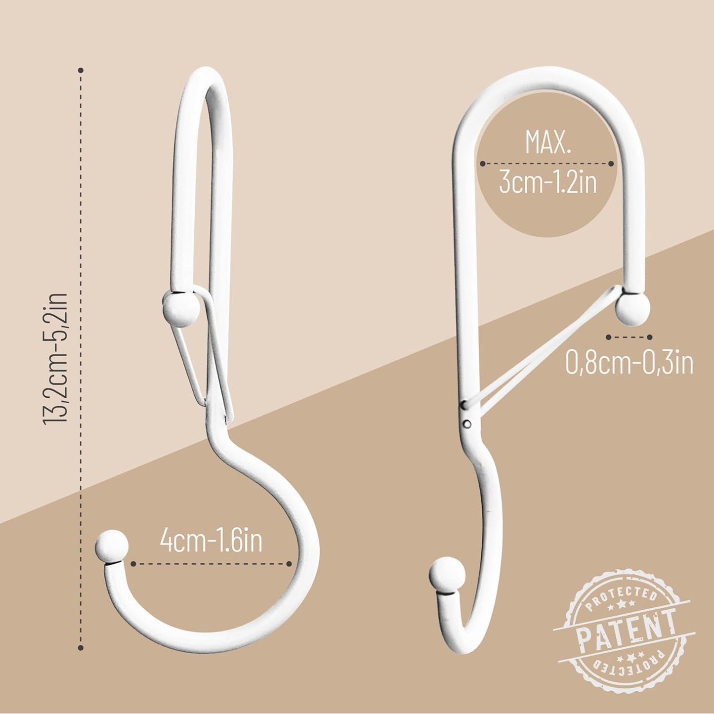 6 Purse Hanger for Closet. Tote Hanger. S-Shaped Hooks S Hooks Twist Design. Anti Drop S-Shaped Hook for Hanging Handbags with Safety Buckle to Prevent Falls. Heavy Duty. (White, Twisted)
