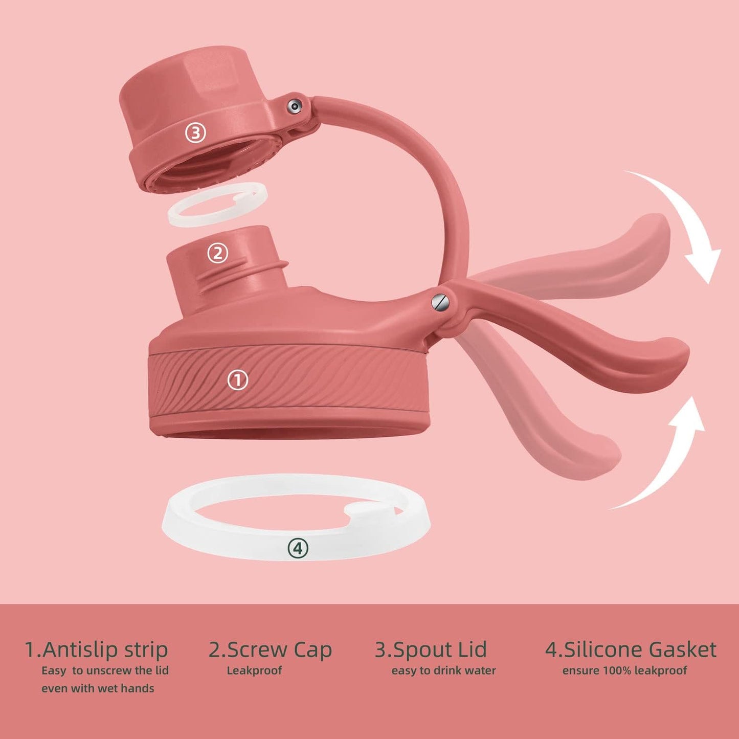 IDEUS Insulated Water Bottle 12oz, Stainless Steel Insulated Water Bottle For School, Insulated Bottles With Straws Leakproof, Vacuum Double Wall Water Bottles For Boys And Girls With 2 Lids, BPA Free