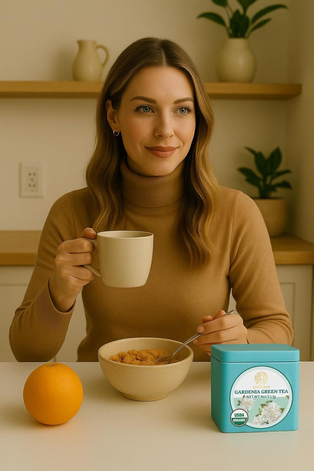 Essencesip Gardenia Green Tea Loose Leaf, 4oz Tin – 4-Round Floral Scented with Fresh Gardenia Blossoms, Creamy Aroma and Gentle Caffeine