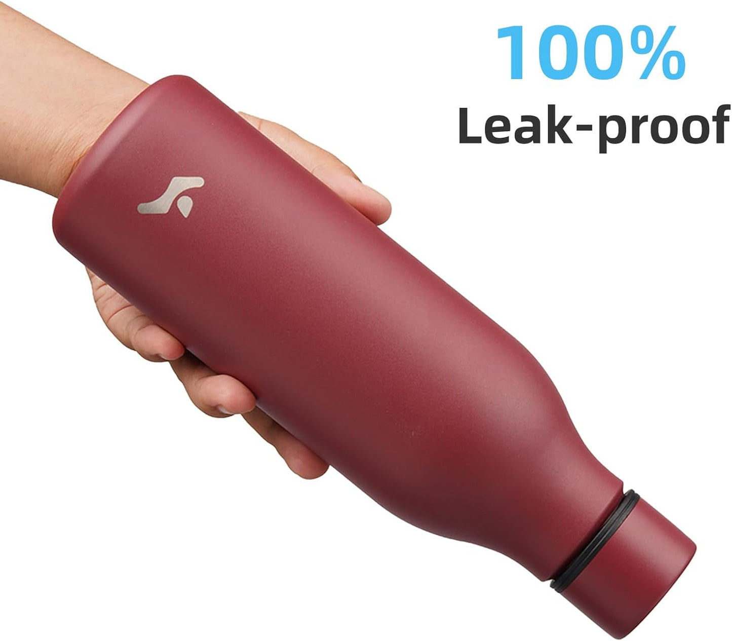 Insulated Water Bottle with Strap,18 oz Double Wall Stainless Steel Vacuum Bottles Metal Water Flask,Brick Red