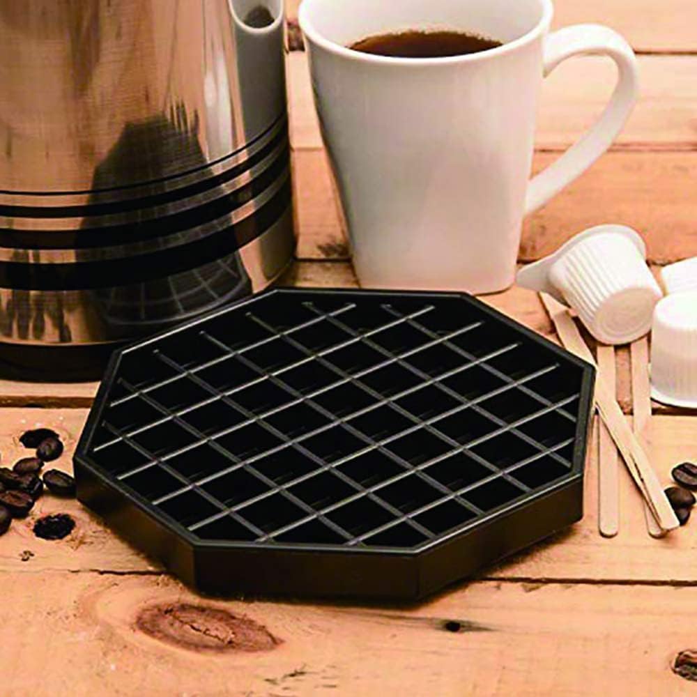 Octagon Coffee Drip Tray by Hard Black Plastic for Coffee Countertop | Drip Tray for Drink Dispenser (4" - 4 Pcs)