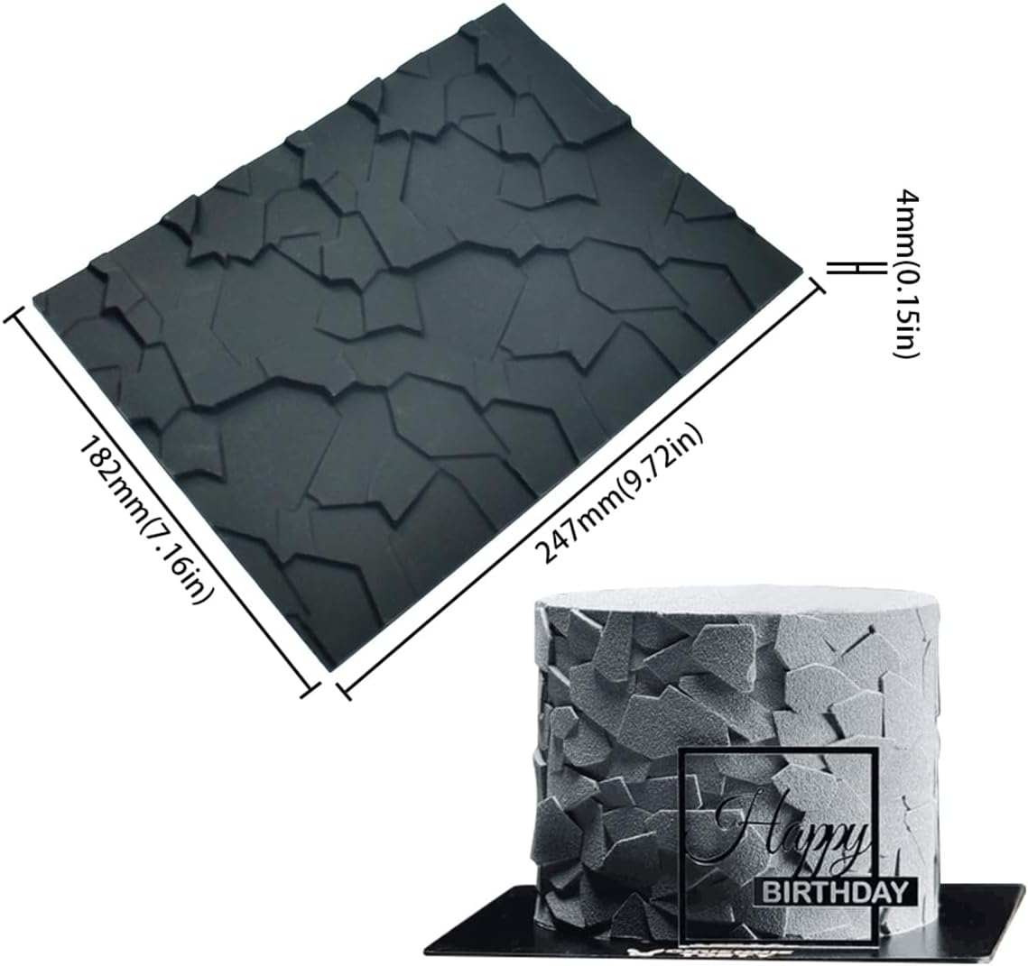 mostsom Fondant Silicone Mold for Cake Decoration Cake Border Stone Patter Impression Mat Fondant Embossing Stencil for DIY Cookies, Cupcakes, Chocolate, Clay – Reusable, Flexible (E_ Stone Patter)