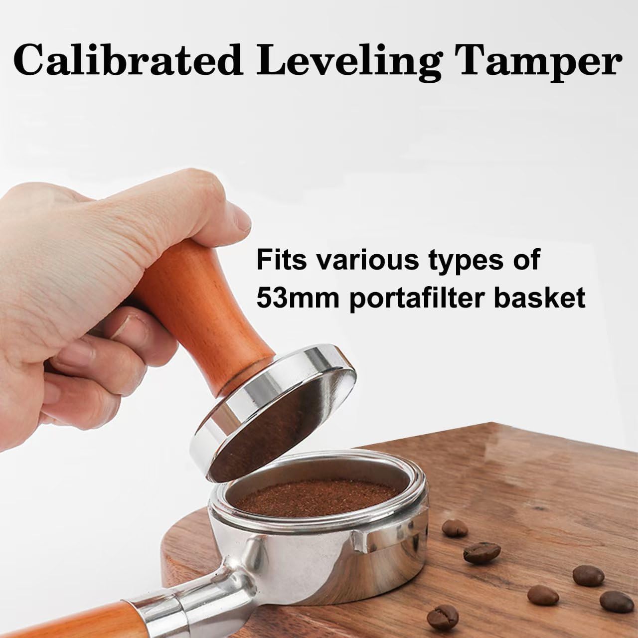 53mm Espresso Accessories Kit,Wdt Tool Espresso,Solid Espresso Tamper,Coffee Puck Screen and Dosing Funnel,Silicone Tamper Mat,0.4mm Stainless Steel 6pin Espresso Stirrer,Barista Tools Espresso Kit