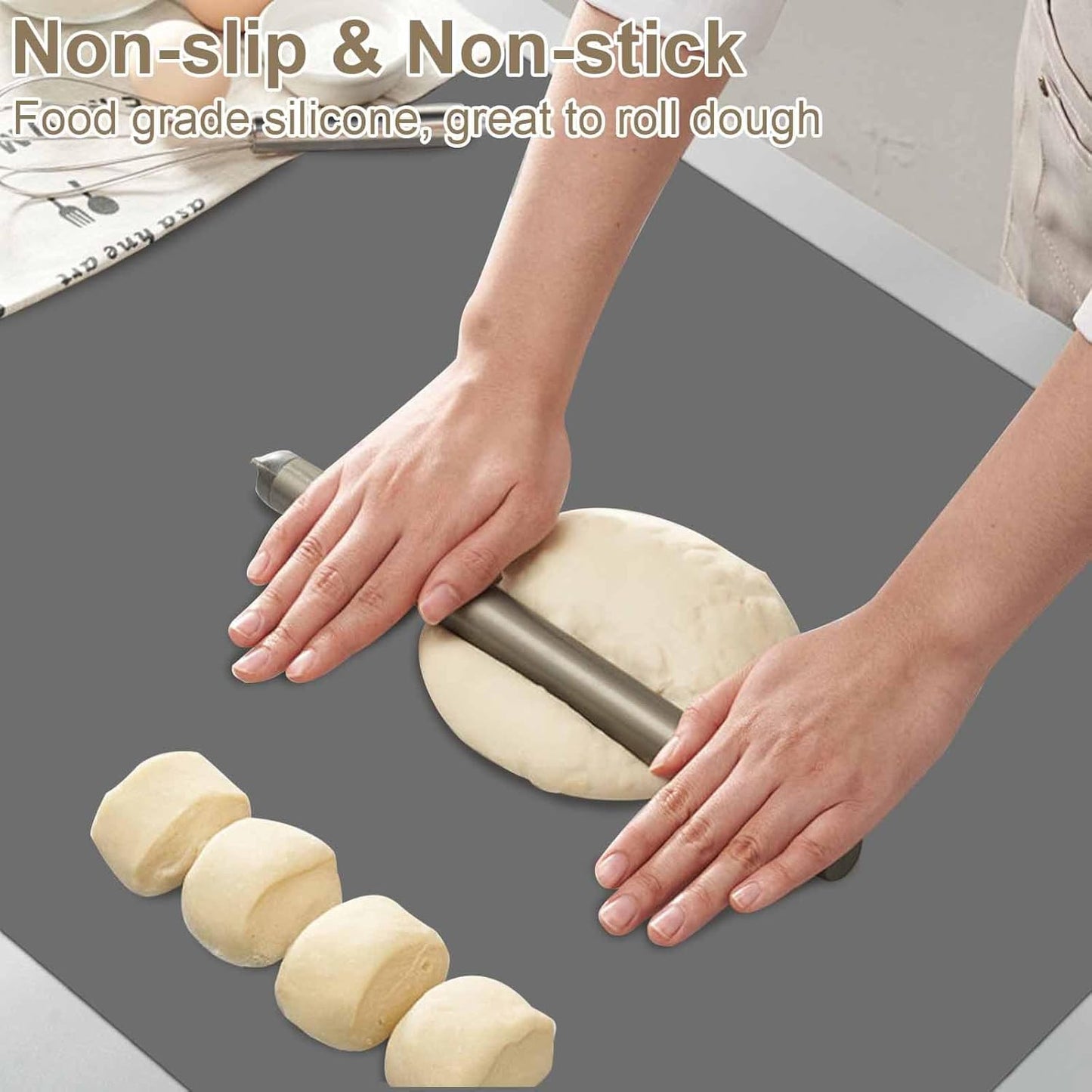 35.4"x23.6"(90cmx60cm) Large Silicone Mat for Kitchen Counter, Non-Slip Heat Resistant Countertop Protector, Waterproof Multipurpose Mat for Kitchen Island, Black